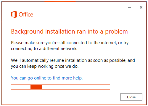 Background installation ran into a problem