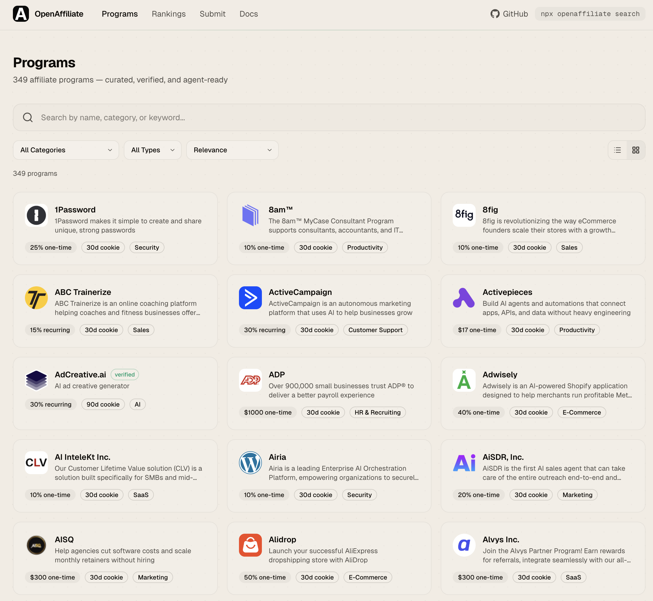 OpenAffiliate Programs