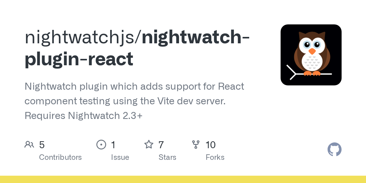 nightwatch-react-plugin on Github