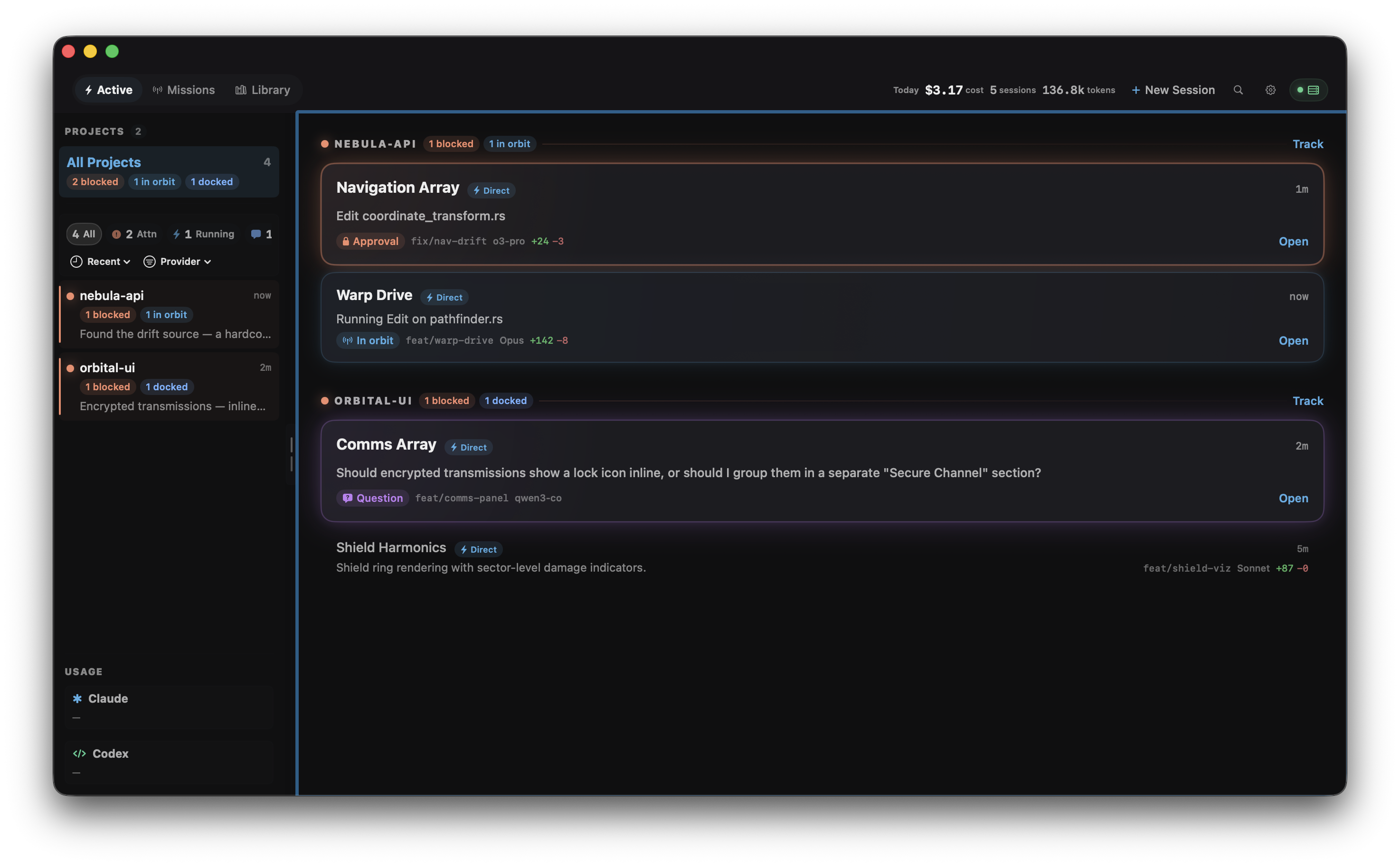 OrbitDock macOS dashboard