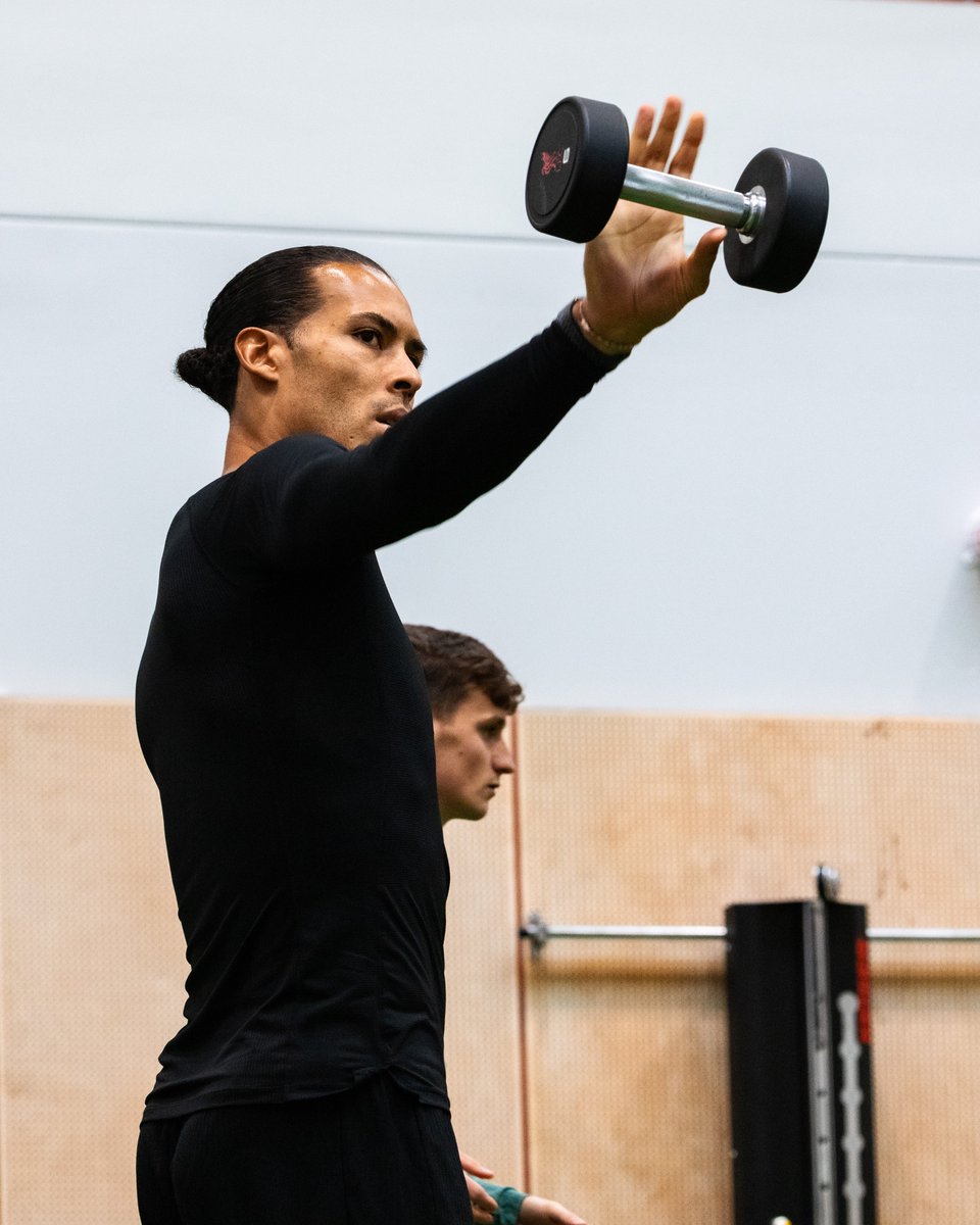 Photography of Virgil van Dijk in the gym at the AXA Training Centre.
