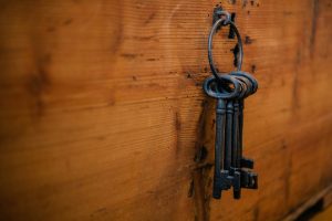 Old keys hanging on a chest
