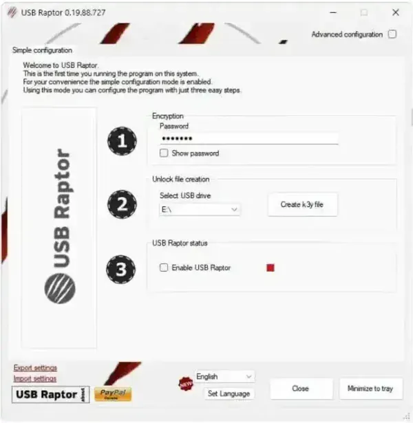 USB Raptor - Use USB to Protect PC USB Raptor USB Lock Tool for Windows