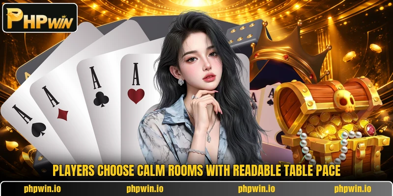 Players choose calm rooms with readable table pace Players choose calm rooms with readable table pace
