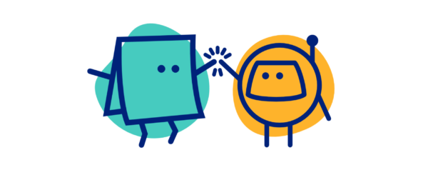 two Pixonaut doodle characters share a high-five