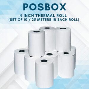 Thermal Paper rolls for 4 inch printers (Set of 10 rolls / 25 meter each)