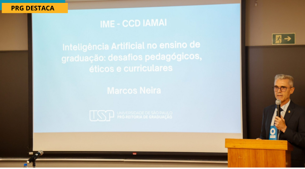 Lançamento do Centro de Ciência para o Desenvolvimento da Inteligência Artificial para Matemática Aprendizado Inovador (CCD Iamai/IME USP)com a palestra inaugural  proferida pelo pró-reitor de Graduação, Marcos Neira