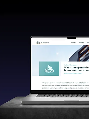 De Holland Bouwgroep - <p>De Holland Bouwgroep wilde een grote slag maken om meer klanten te overtuigen van haar expertise en vakmanschap. We zijn daarom niet alleen met de <a href="/solutions/wordpress" title="Wordpress Websites" target="_self">website</a> aan de slag gegaan, maar hebben eerst een sterke visuele identiteit gecreëerd en daar een bijpassend logo bij ontworpen. Met een duidelijke visie en een unieke <a href="/services/digital-branding" title="Digital branding" target="_self">branding</a> die een meer hoogwaardige uitstraling heeft dan menig ander bouwbedrijf staat De Holland Bouwgroep als een huis tussen de concurrentie.</p><p>
</p>