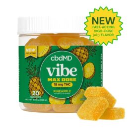 Delta 9 THC Vibe Max Dose Nano Gummies - DELTA 9 THC - 18 MG - 20 COUNT - PINEAPPLE