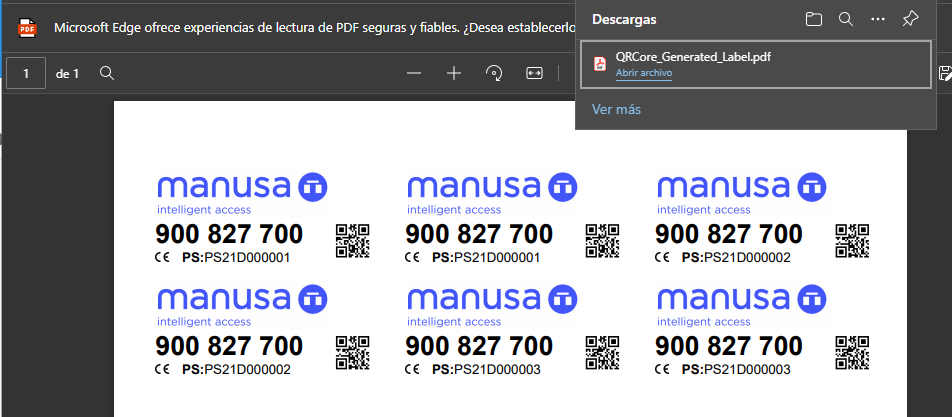 PDF generado con etiquetas