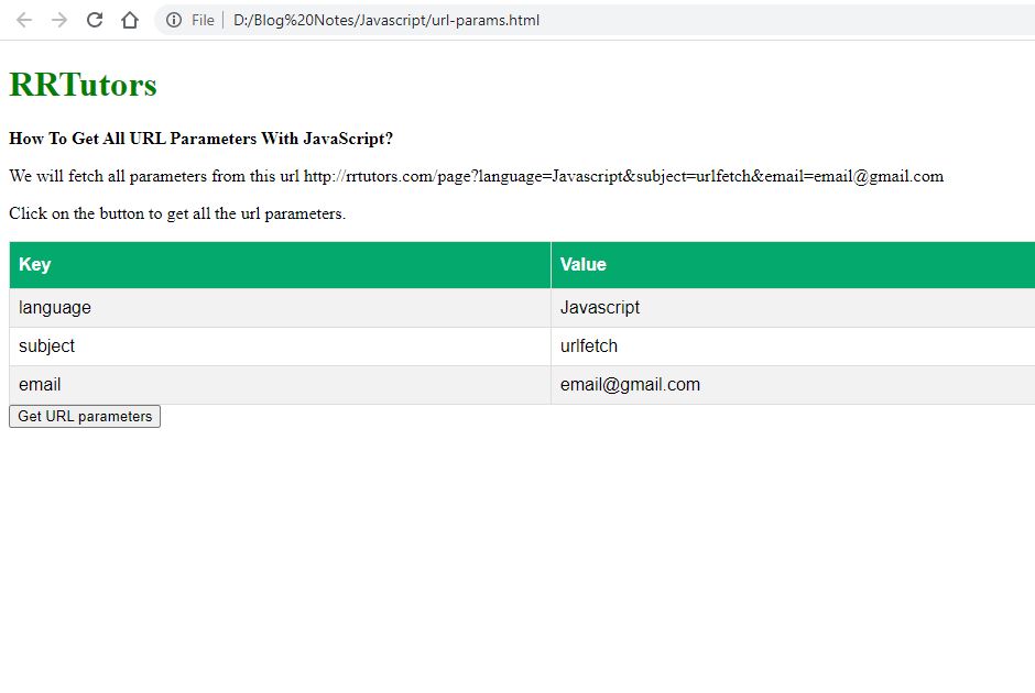 Get all parameters from URL using Javascript