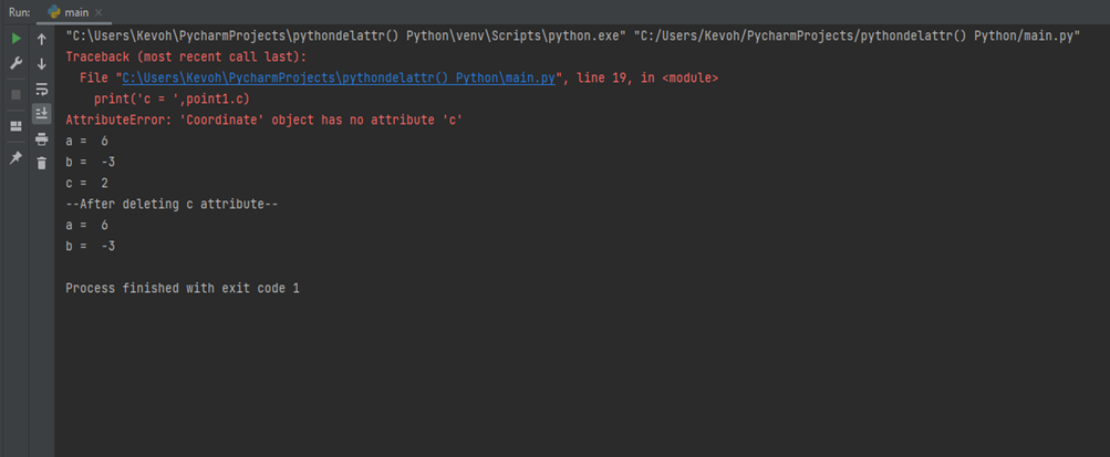 python delattr() function