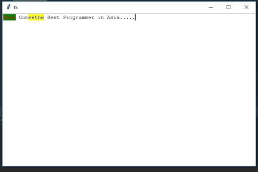 Python Text Tikinter example