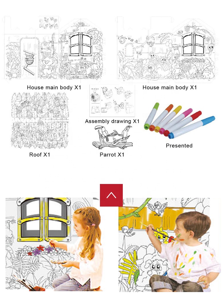 MJ TOYS MJ072488 Kids Drawing Toy - DIY Cardboard Education Coloring Jungle House | Educational Toys