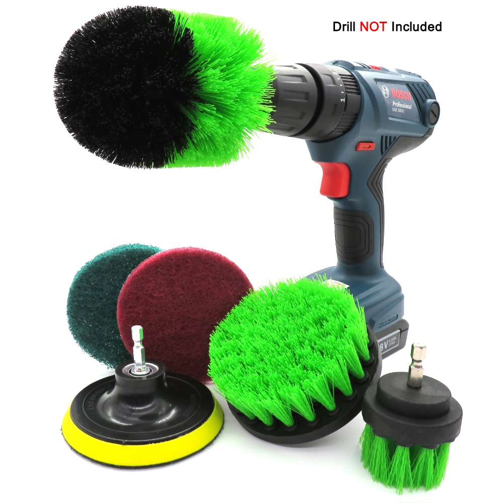 6pcs Green Drill Car Cleaning Brushes Attachment Set - Vibratit | sabeelplatform.com
