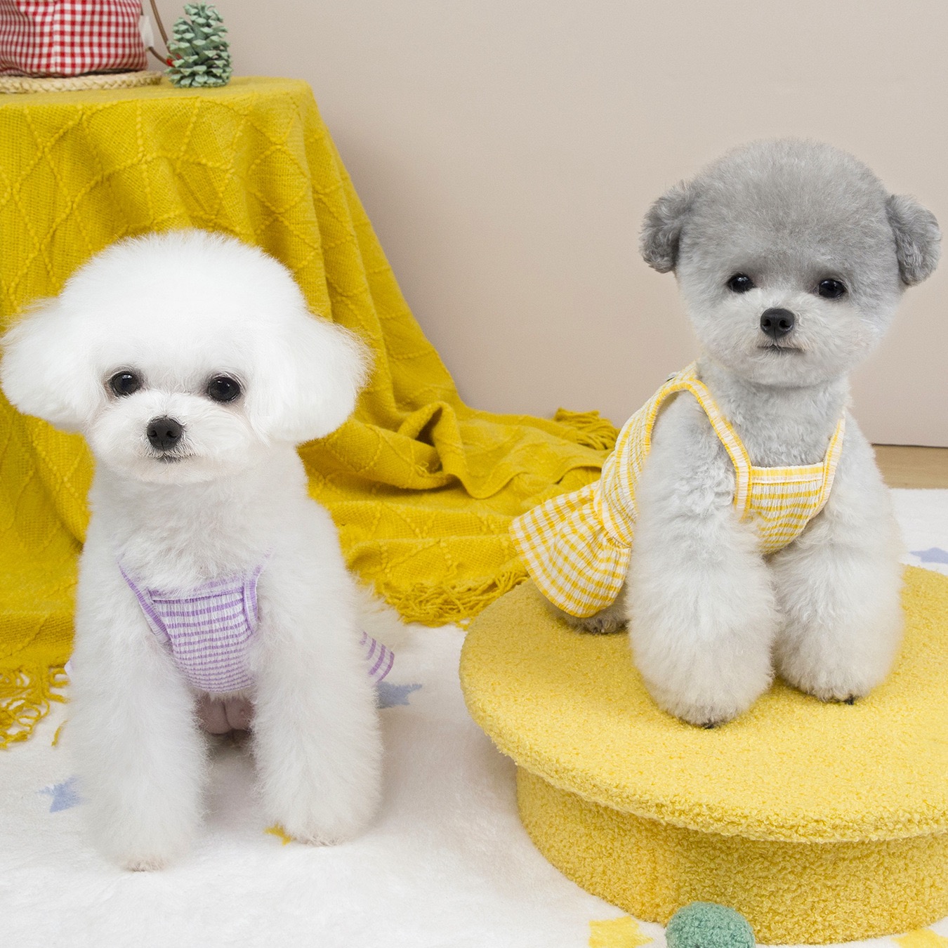 SENYI Pet Clothes: Plaid Suspender Dress for Dogs Cats - Spring Summer Fashion