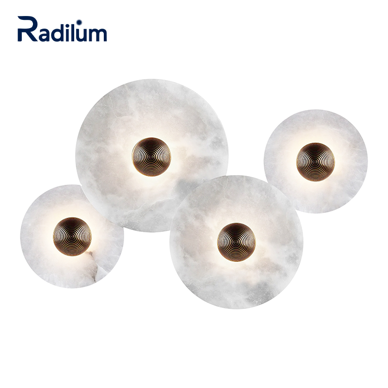 Product Details: Round Alabaster Combination Wall Lamp by GuangChi | Modern Artistic Sconce