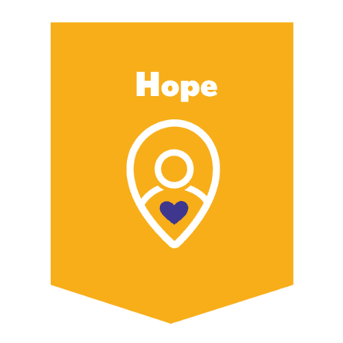 Hope community support icon promoting compassion and caring for vulnerable populations.