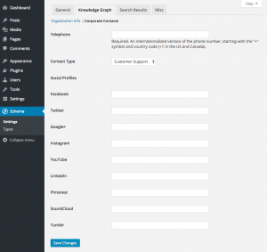 Schema plugin Knowledge Graph Corporate contacts settings