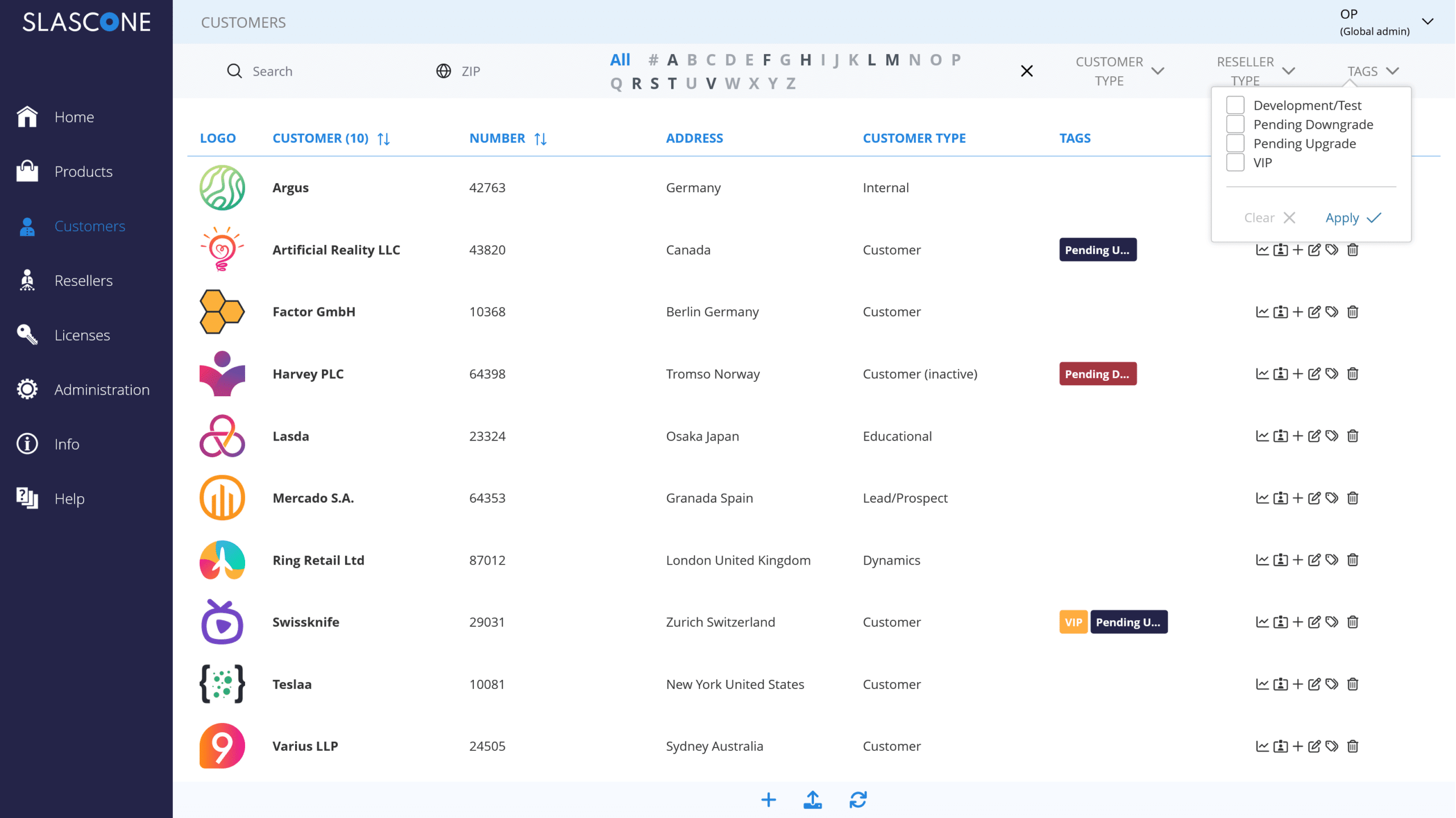 Customer View with Tag Filter