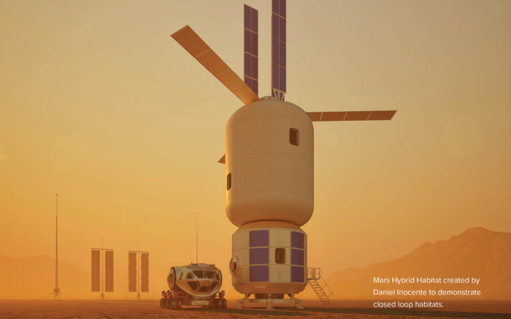 Mars Hybrid Habitat created by Daniel Inocente to demonstrate closed loop habitats.