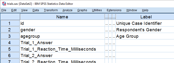 SPSS Python Example - Data View Trials.sav