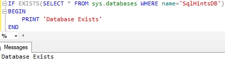 Check Database existence using sys.databases catalog view