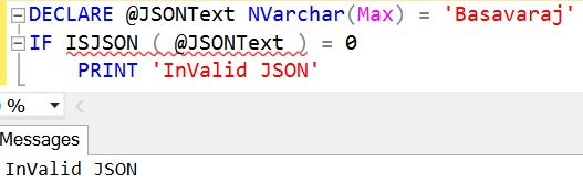 ISJSON InValid JSON