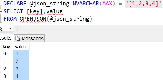 OPENJSON function with default schema Example 7