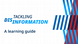 The graphic contains the words “Tackling Disinformation. A learning guide”.