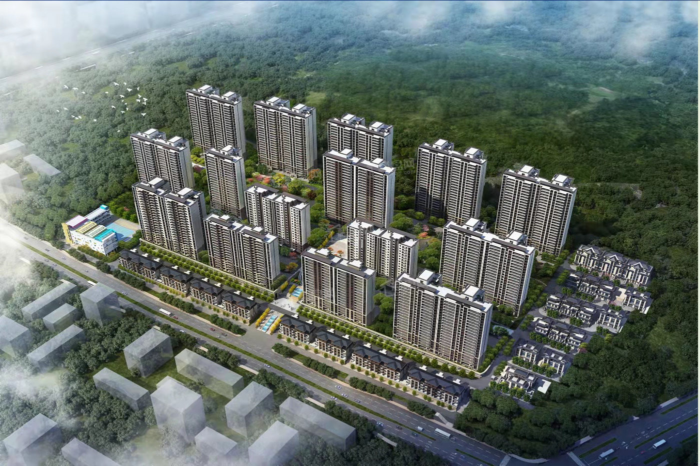青建·悦府小区环境舒适;绿植覆盖率高