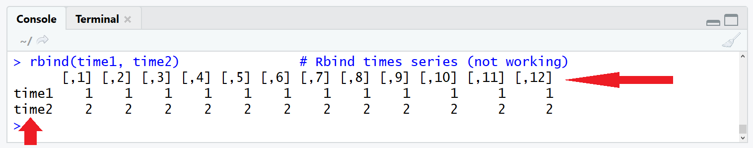 rbind try to merge ts with rbind