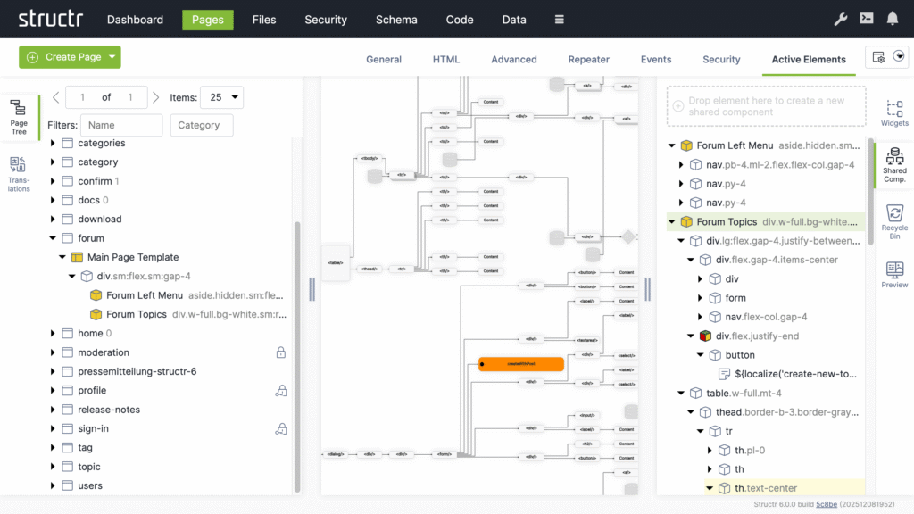 The Graph view showing nodes and relationships in an application