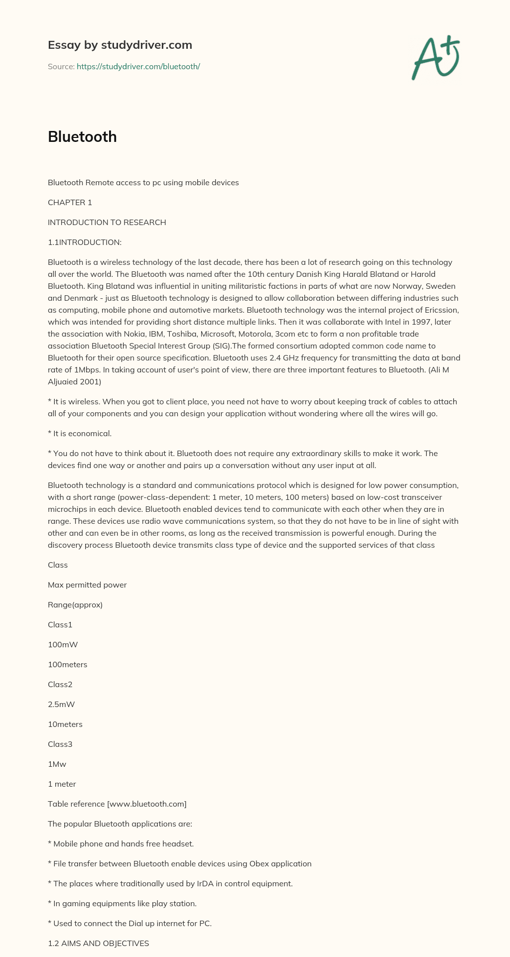 Bluetooth essay