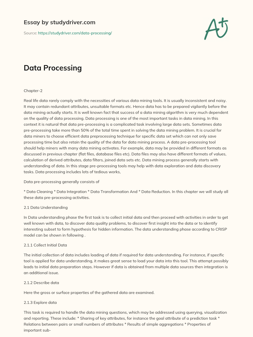 Data Processing essay