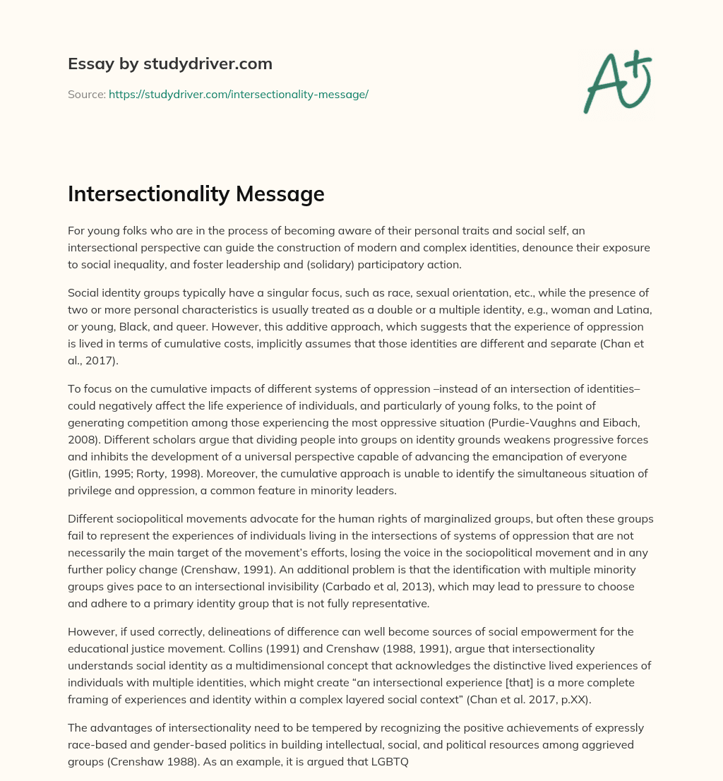 Intersectionality Message essay
