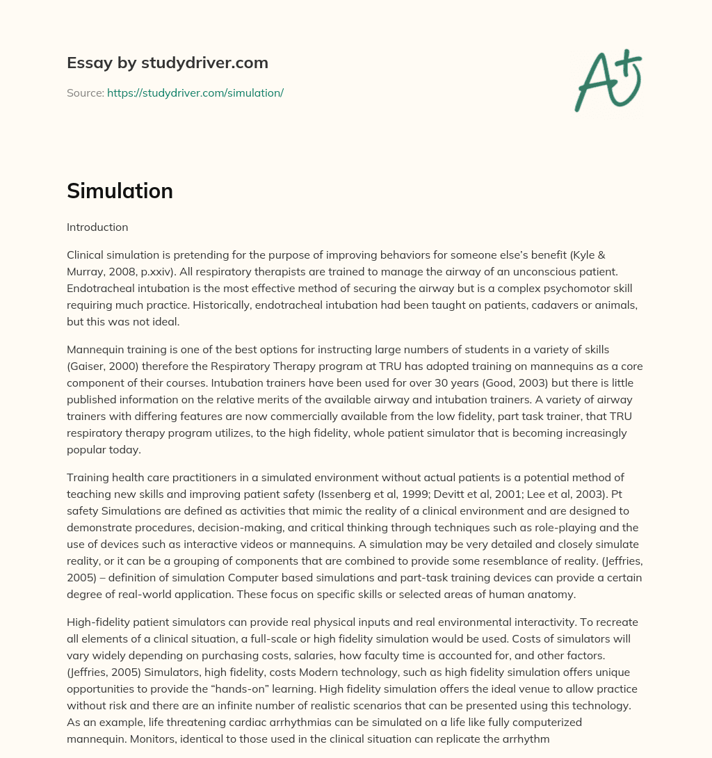 Simulation essay