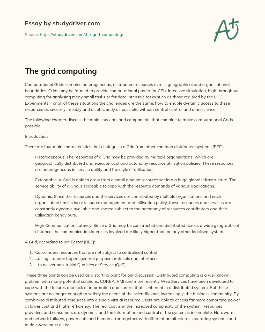 The Grid Computing essay