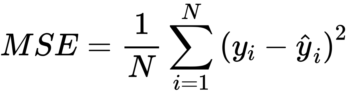 Here, y_i is the actual value, y_hat_i is the predicted value, and n is the number of observations.