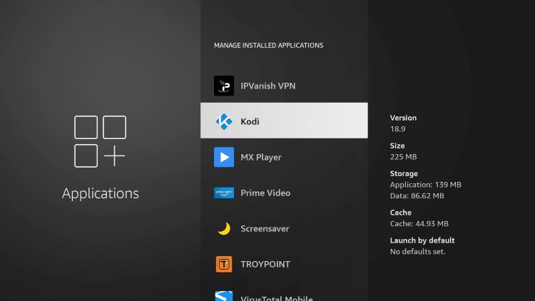 Locate and select Kodi.