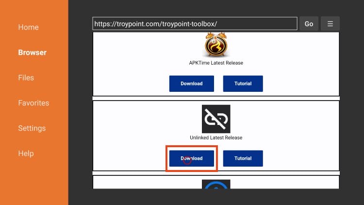 Scroll down to find Unlinked and click Download