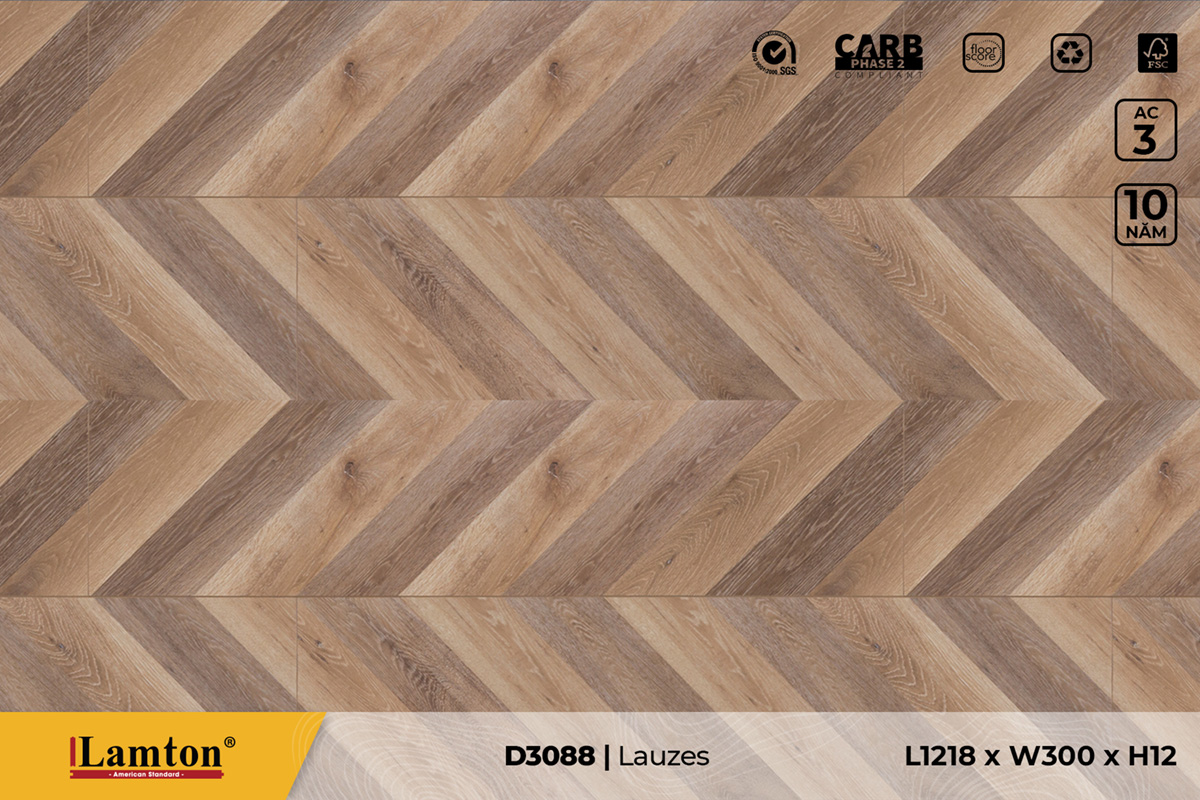 Sàn gỗ xương cá Lamton D3088 Lauzes Chevron 12mm - AC3 13 D3088