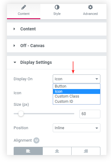 Off-Canvas Widget Off Canvas Triggers