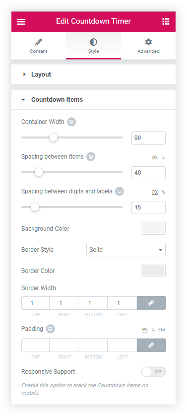 Introducing Countdown Timer widget Elementor Countdown Timer options