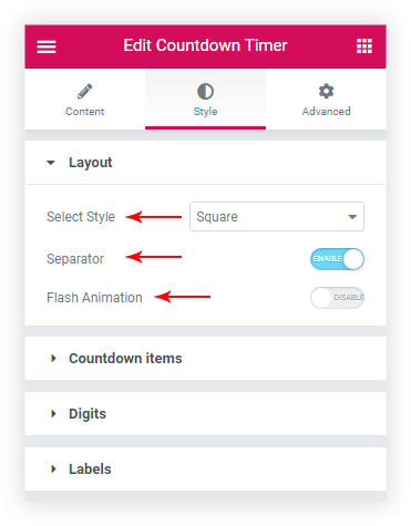 Introducing Countdown Timer widget Countdown Timer settings