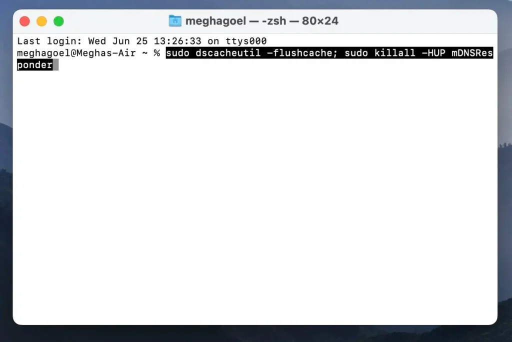 Flush DNS cache on macOS
