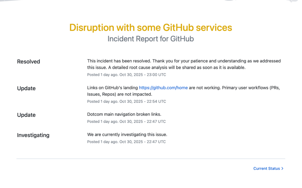 GitHub incident report