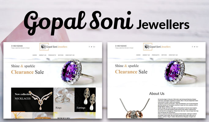 Gopal Soni Jewellers website showcasing luxury gold and diamond jewellery.