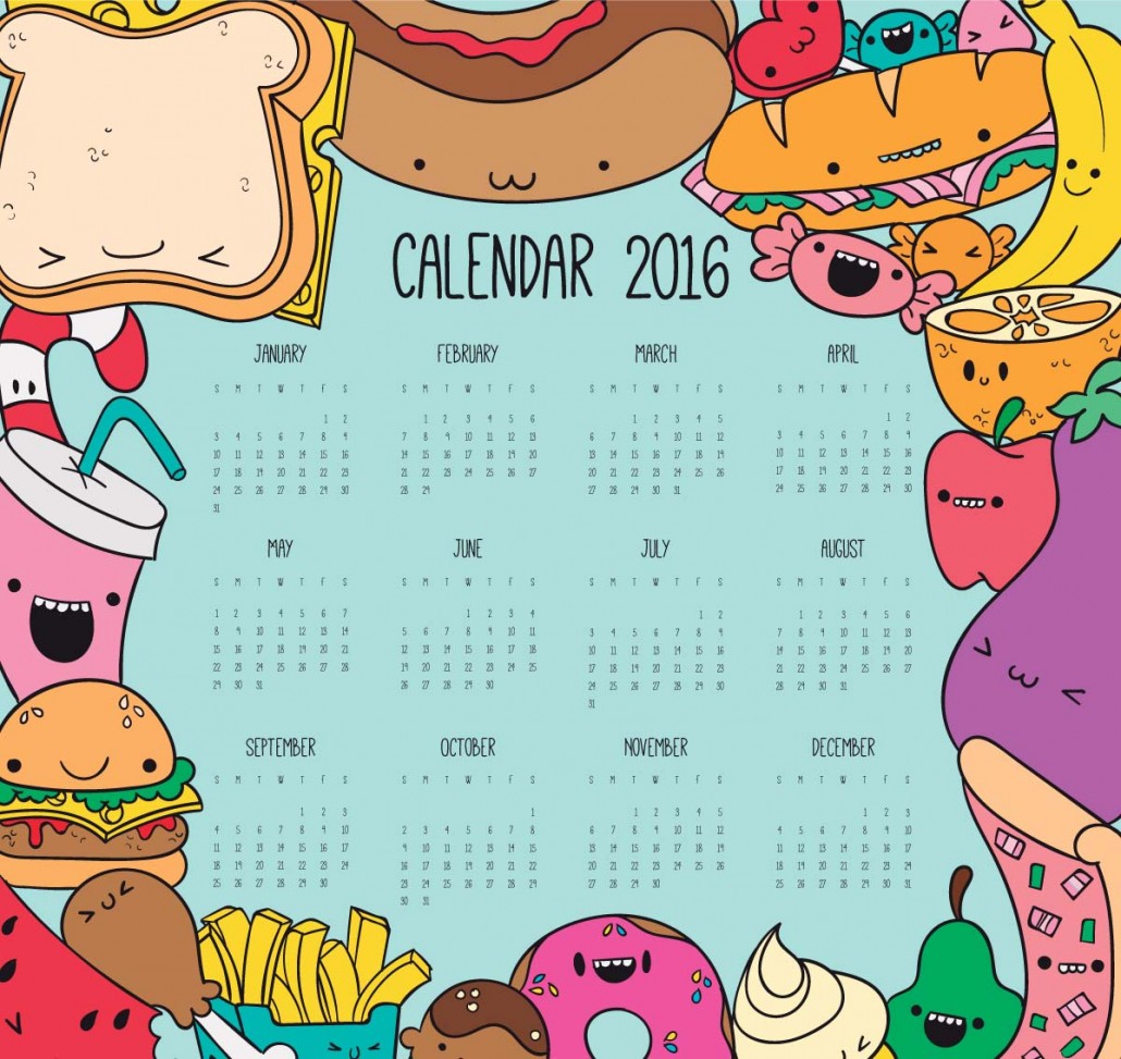 1030x973 Fast Food Funny Calendar Vector Free Download