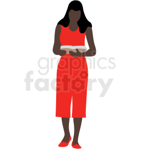 300x300 African American Woman Reading A Book Vector Clipart Royalty